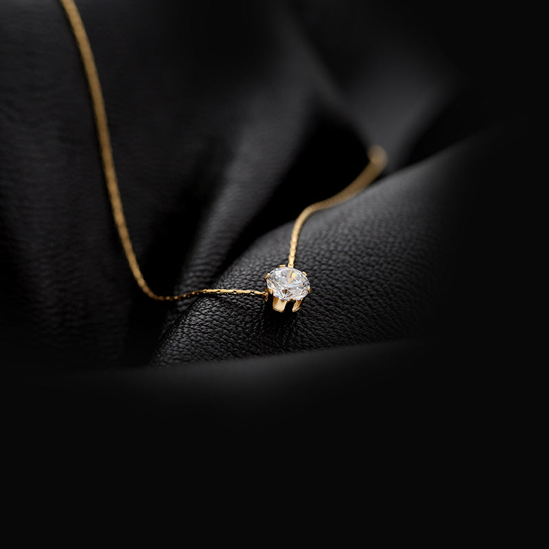 18k Gold Plated Delicate Aura Necklace | Round Rhinestone Pendant for Everyday Elegance - Aura