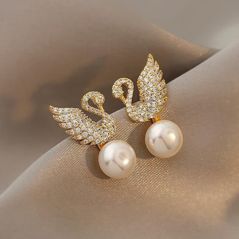 Sparkly Swan Earrings