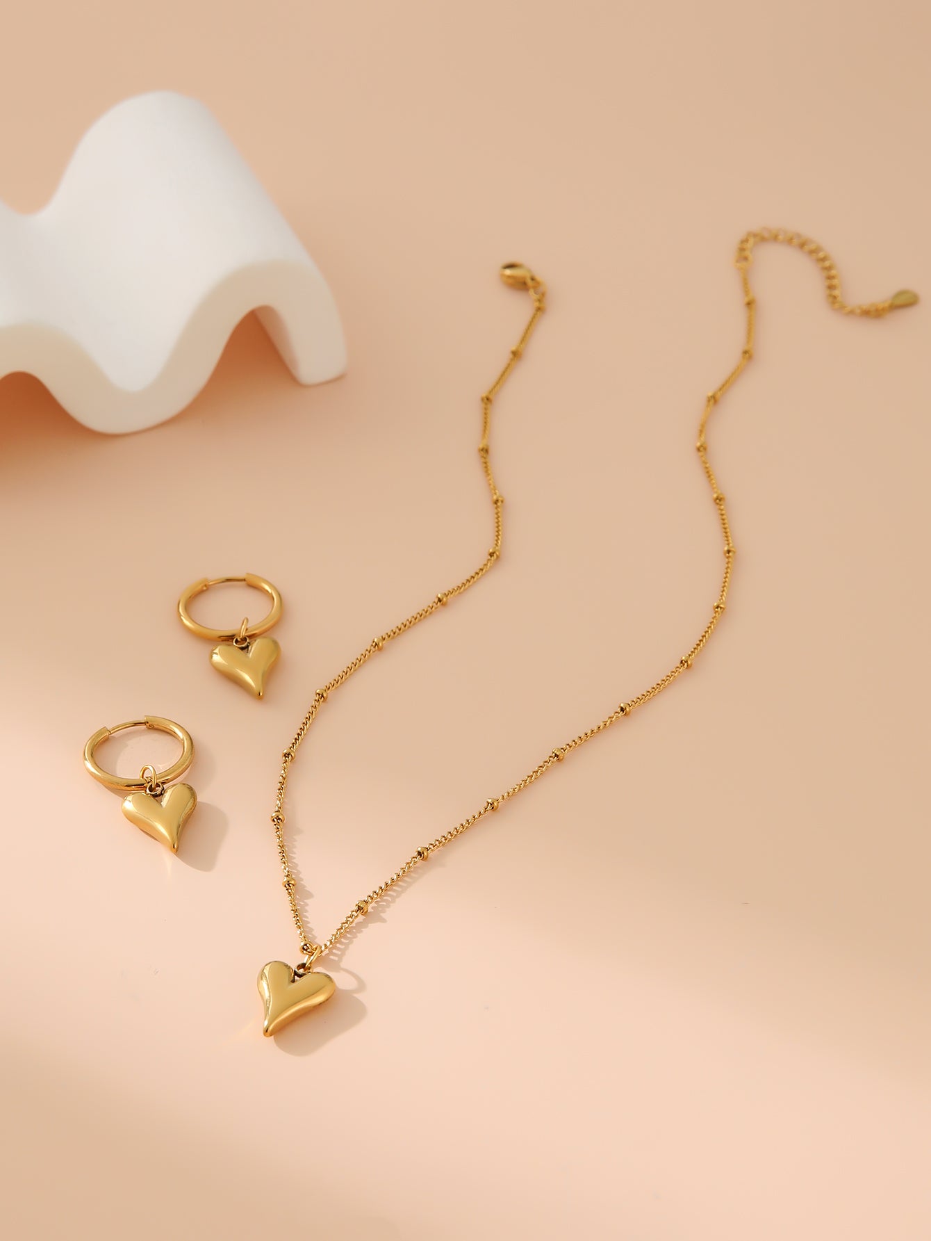 Golden Heart Set - Gold Plated Necklace and Earring Set