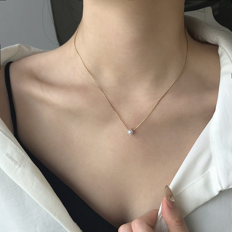 18k Gold Plated Delicate Aura Necklace | Round Rhinestone Pendant for Everyday Elegance - Aura