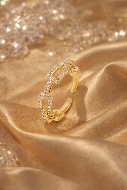 Diamond Link Ring - Gold Plated Pinterest Inspired Ring
