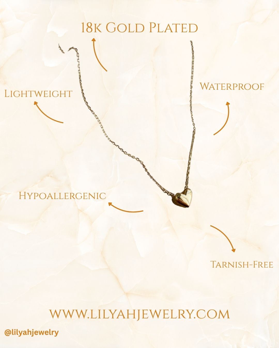 18k Gold Plated Secret Golden Heart Necklace | Minimalistic Pendant - Golden Heart