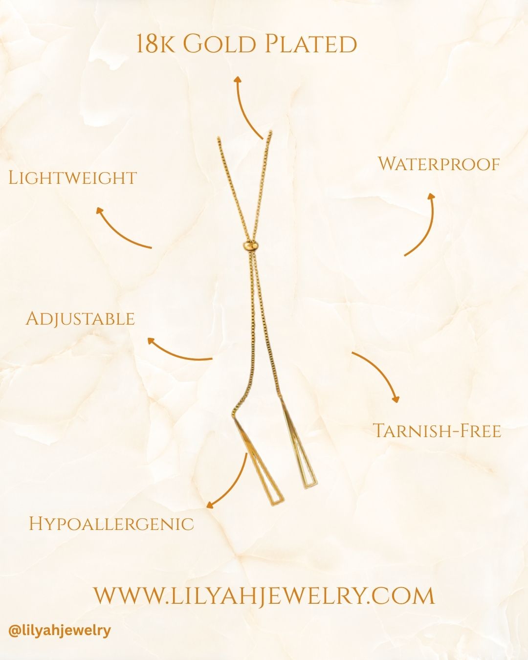 18k Gold Plated Everyday Gold Adjustable Y-Necklace - Alina