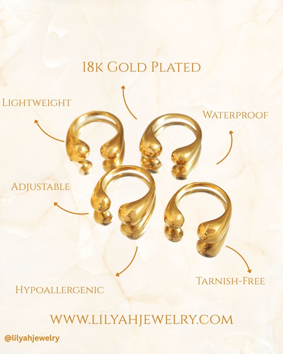 18k Gold Plated Abstract Open Ring - Noa