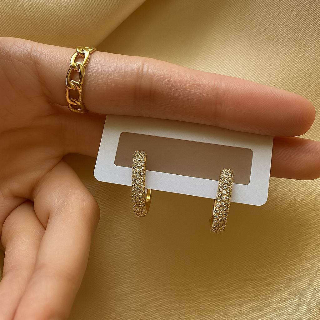 18k Gold Plated Rectangular Hoop Earrings - Elise