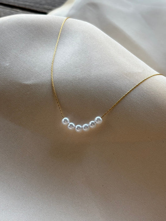 Lilyah Jewelry Gold Plated Necklace. Gift Ideas for her. A beautiful necklace with 6 white pearls.