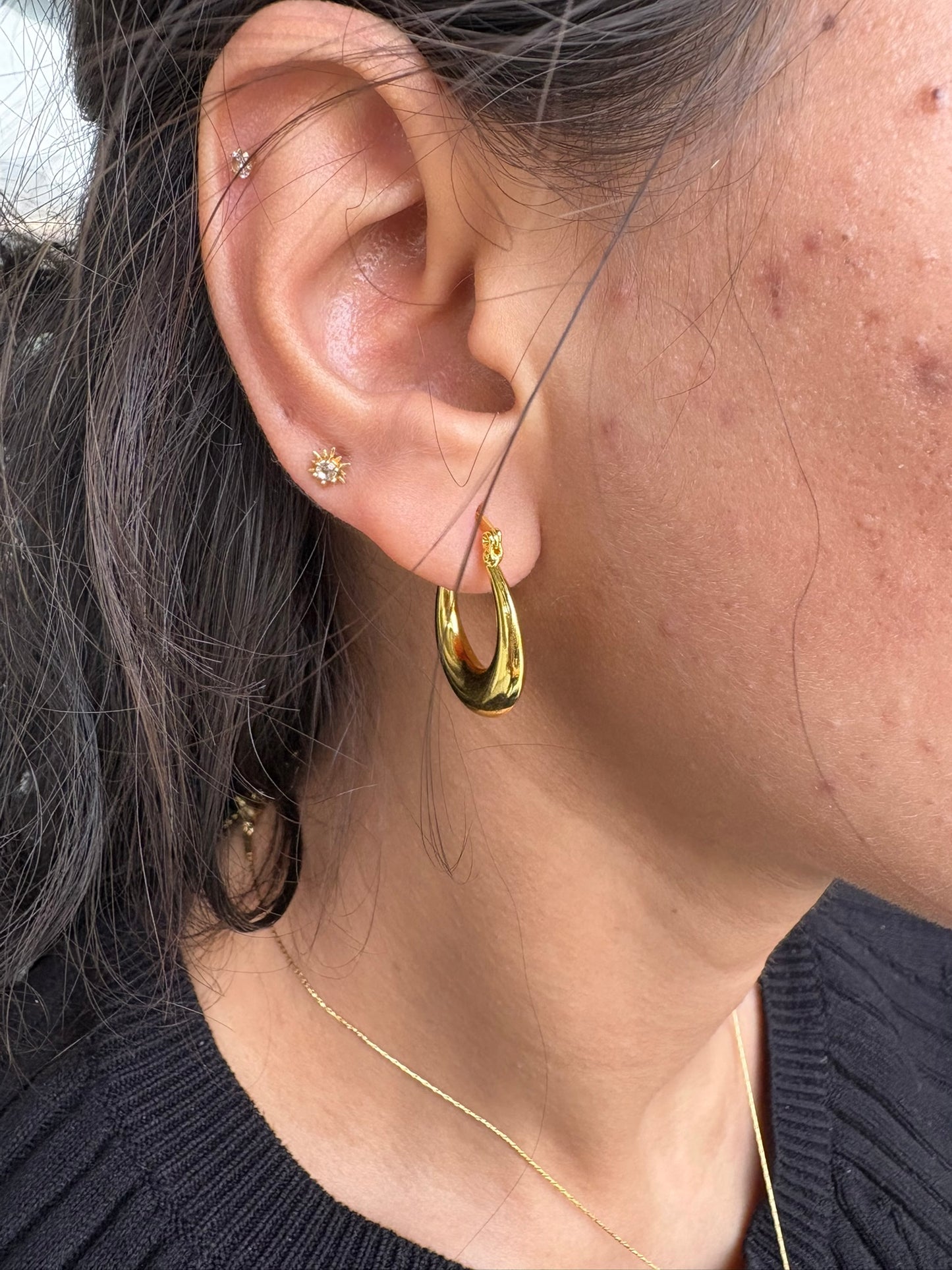 18k Gold Plated Chunky Hoop Earrings - Freya