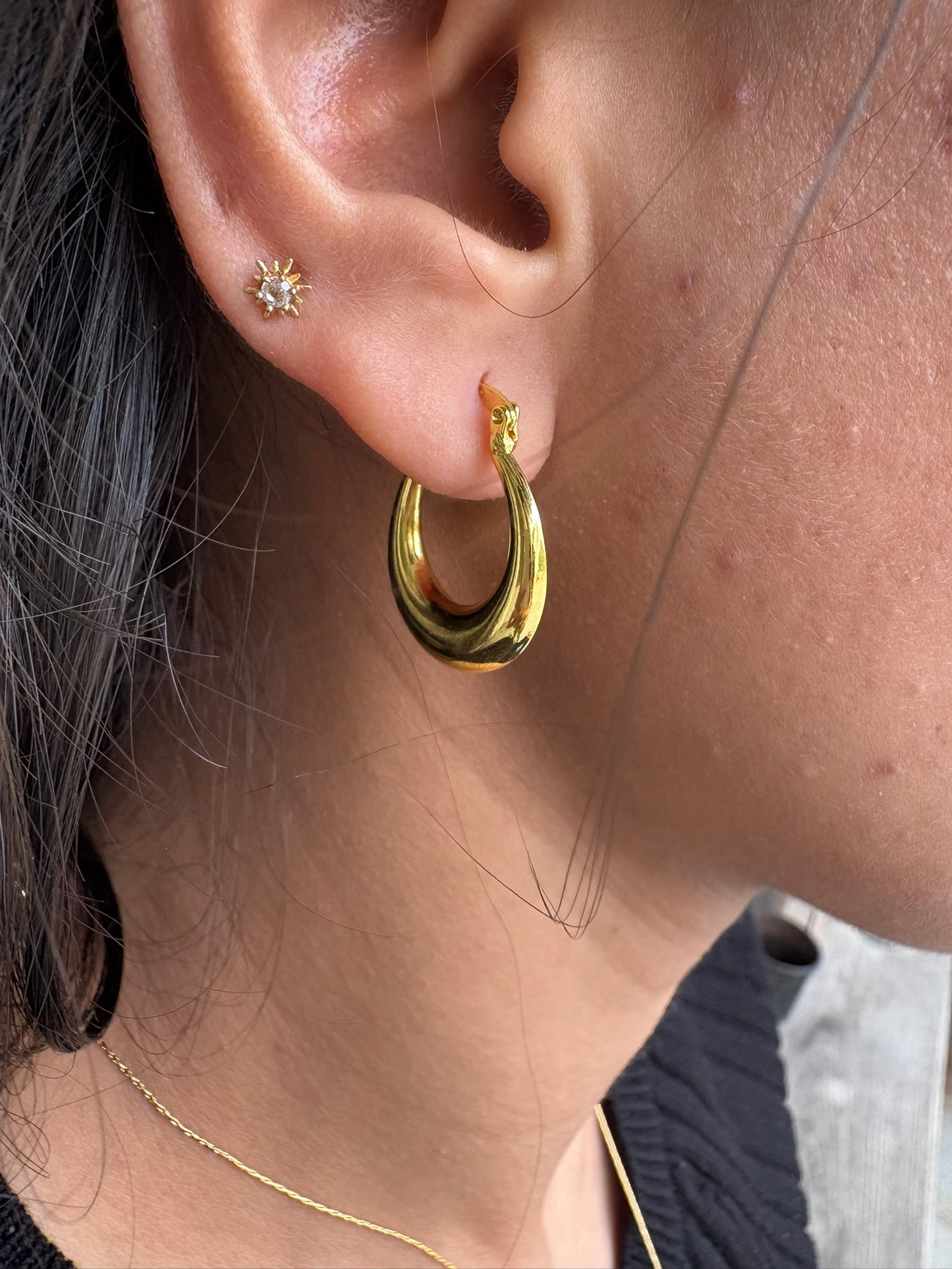18k Gold Plated Chunky Hoop Earrings - Freya