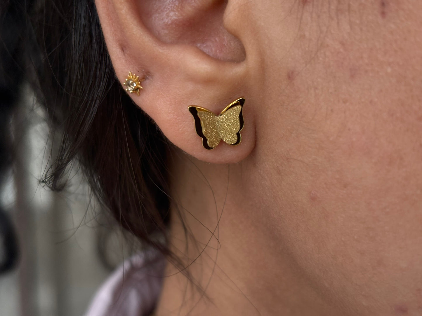 18k Gold Plated Butterfly Stud Earrings - Aurelia