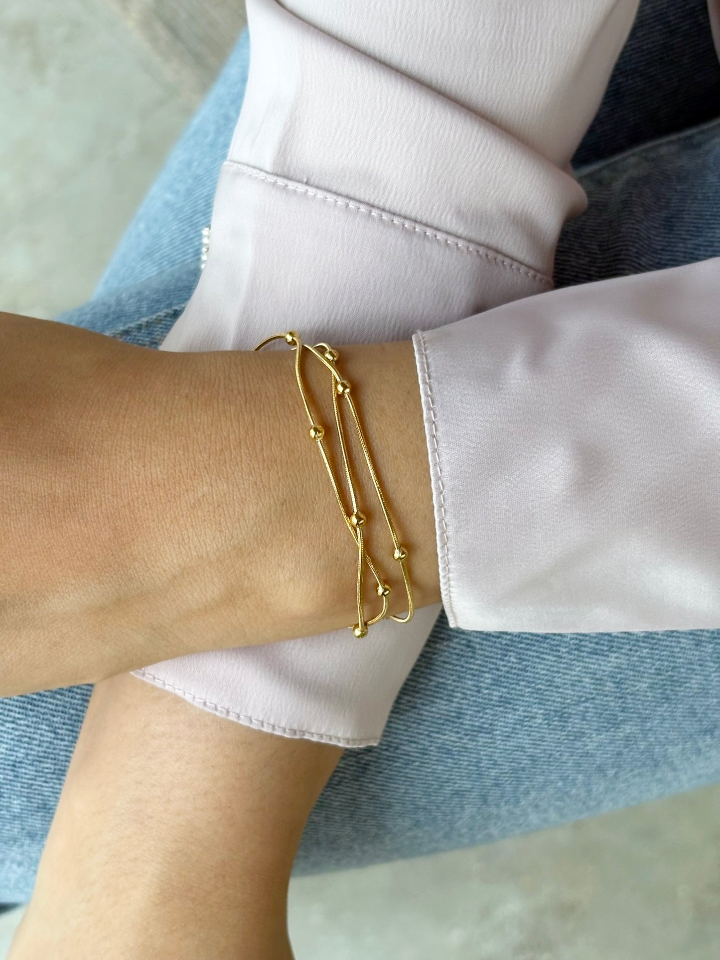 16k Gold Plated Layered Golden Orbit Bracelet - Celestia