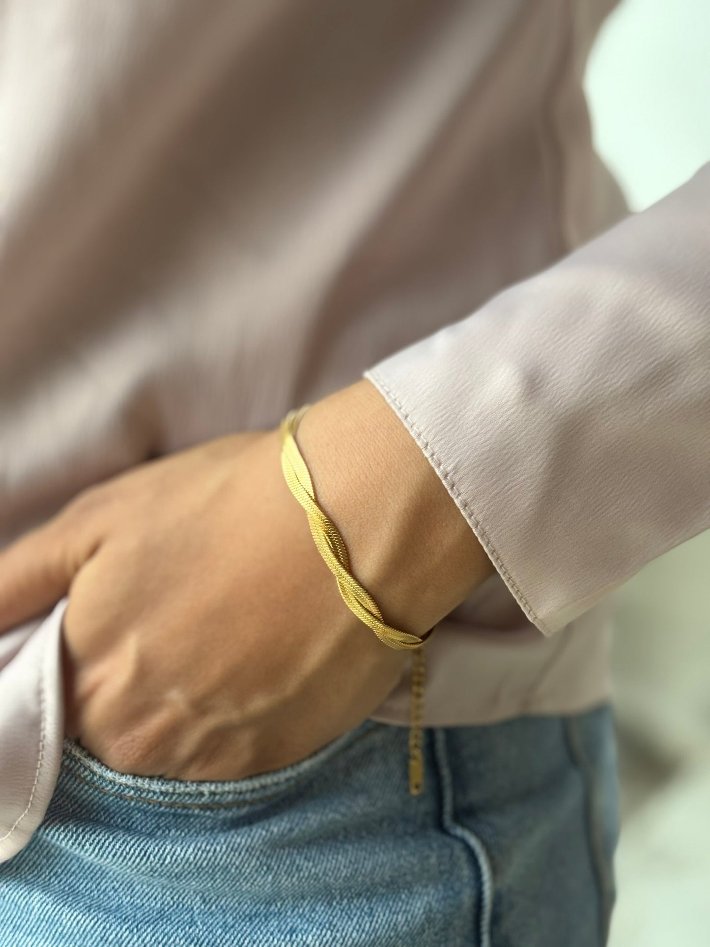 18k Gold Plated Twisted Snake Chain Bracelet - Viperis