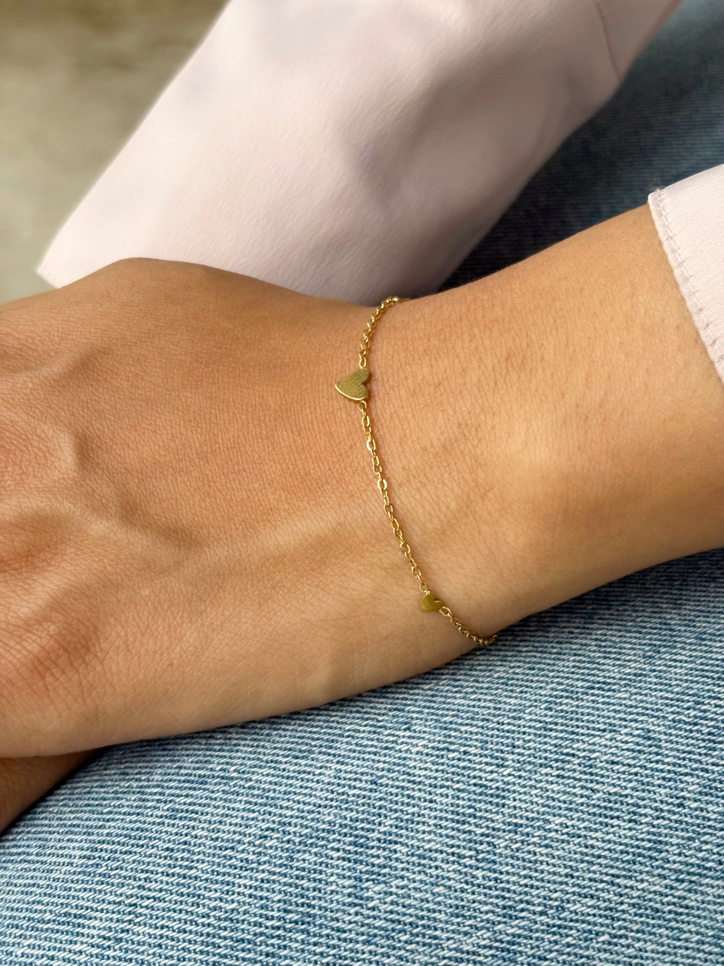18k Gold Plated Heart Heart Link Bracelet - Amalfi