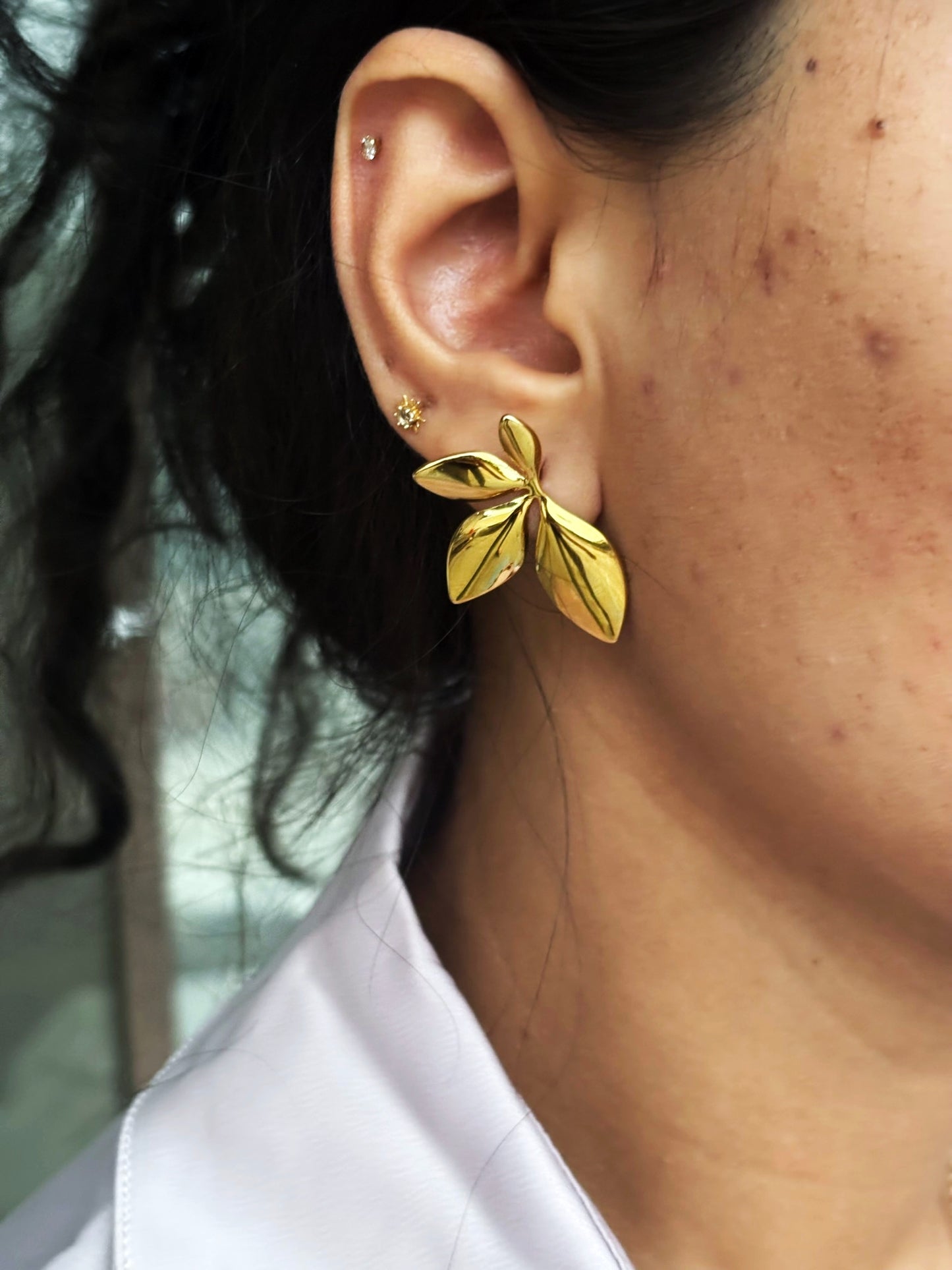 18k Gold Plated Golden Flora Stud Earrings - Iris