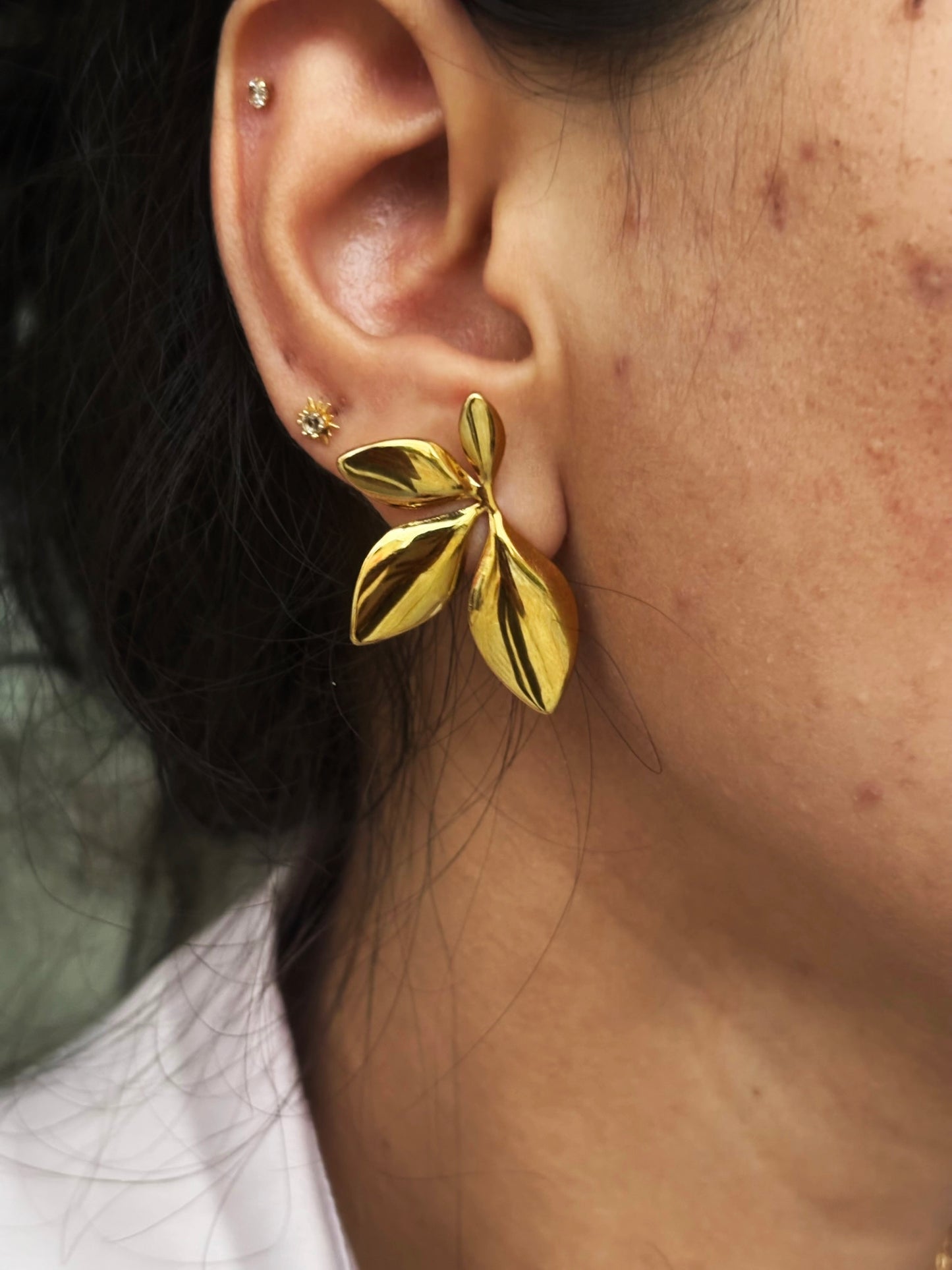 18k Gold Plated Golden Flora Stud Earrings - Iris