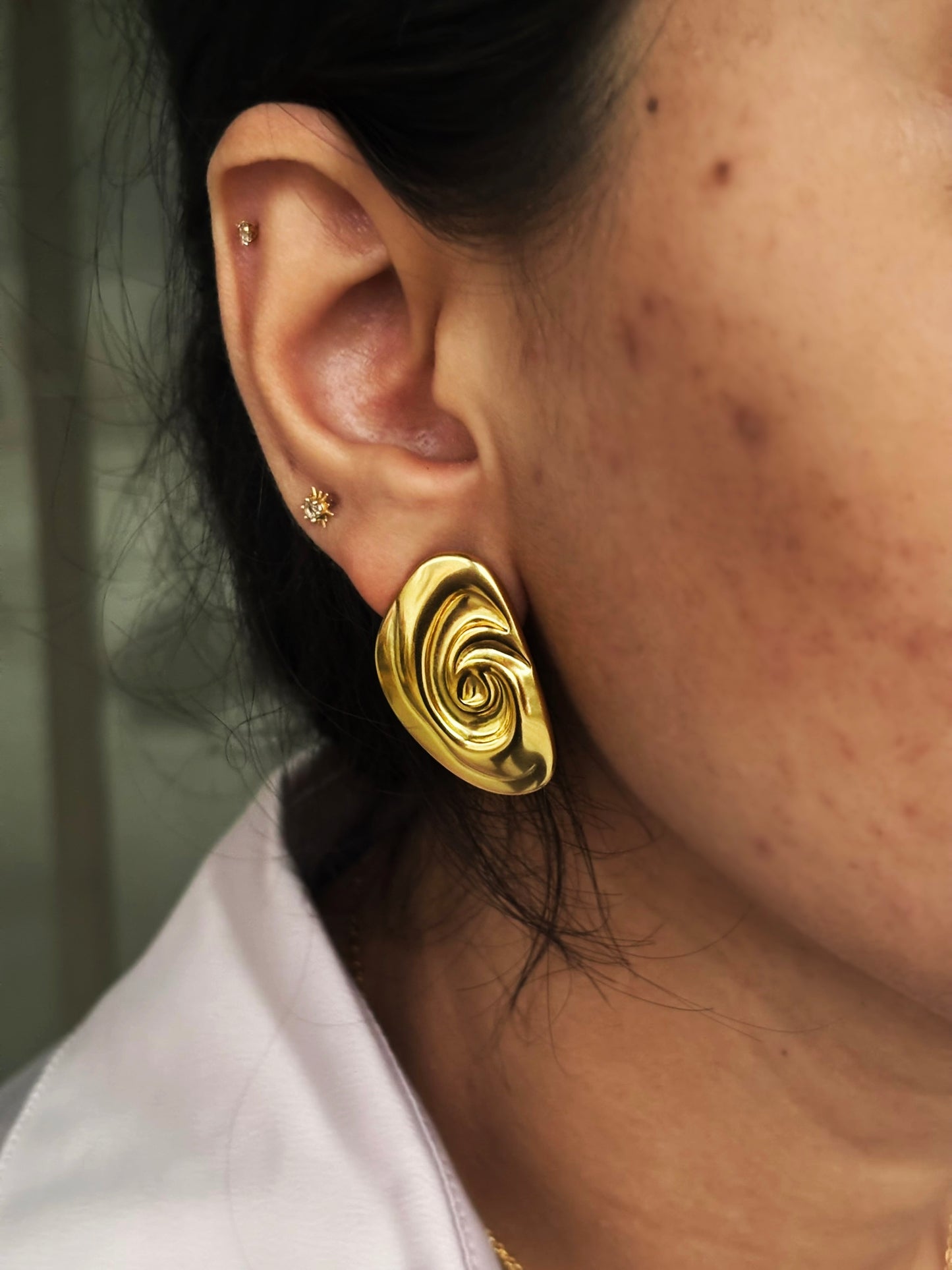 18k Gold Plated Swirl Whirlwind Earrings - Maia