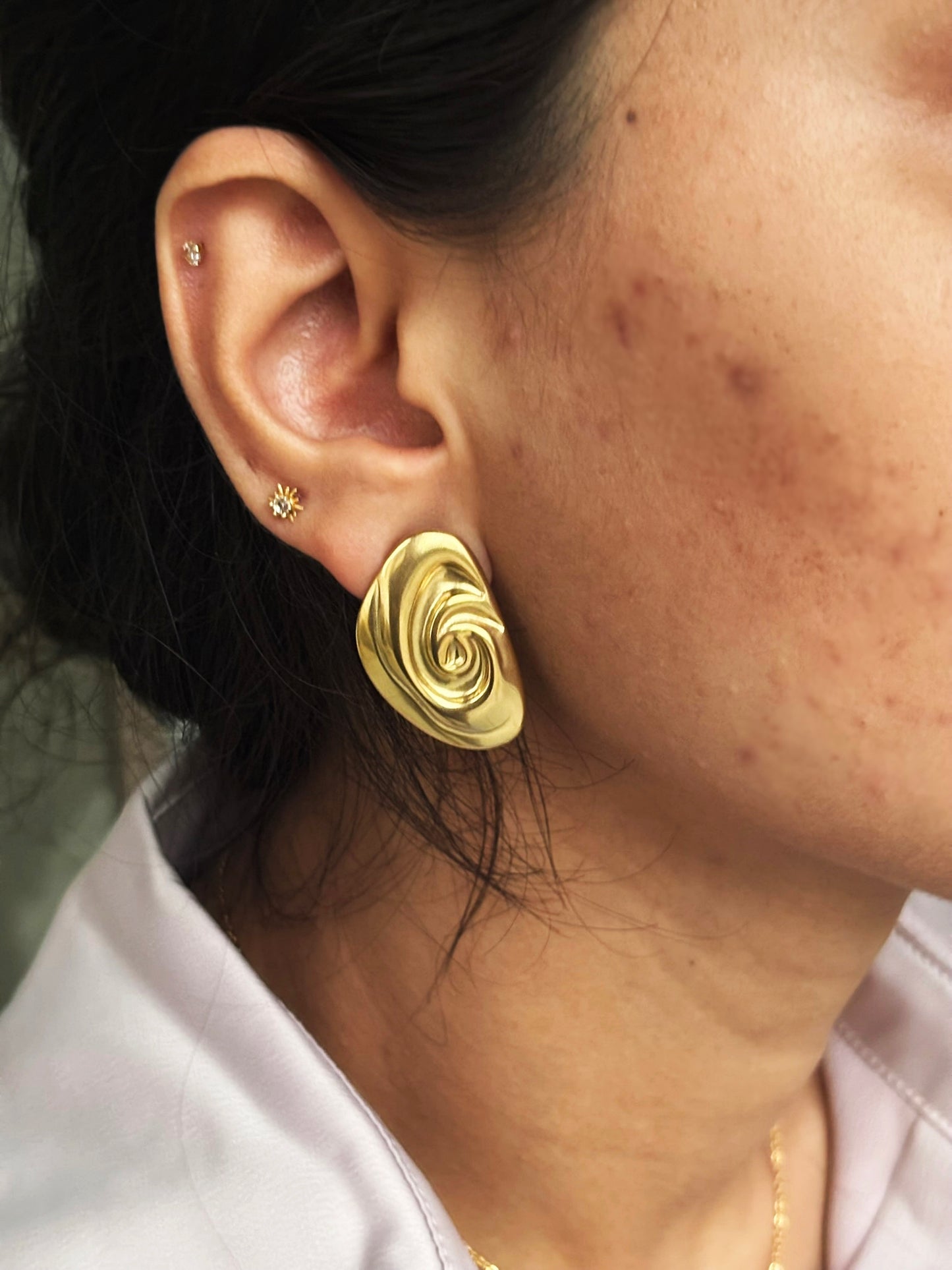 18k Gold Plated Swirl Whirlwind Earrings - Maia