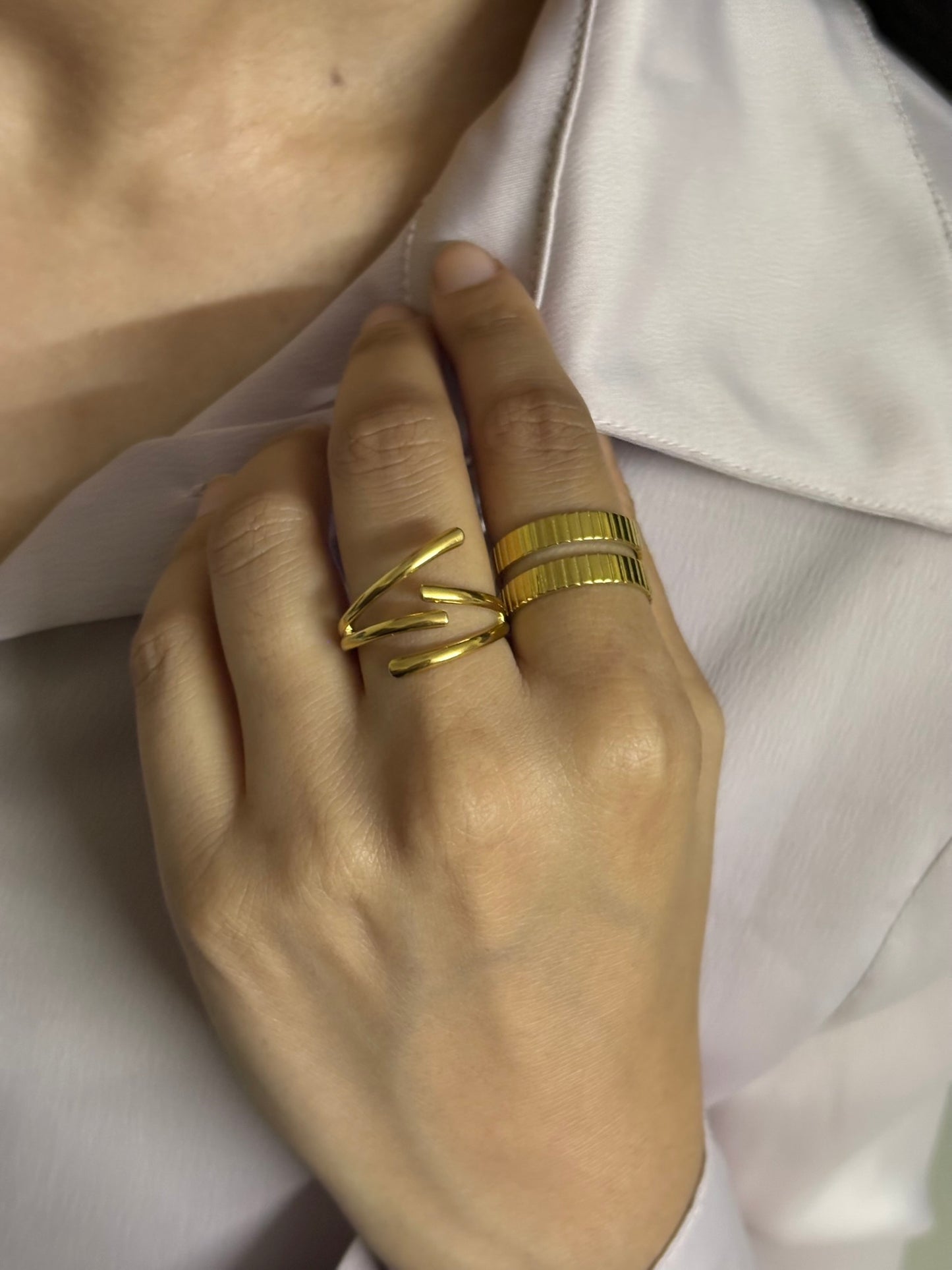 18k Gold Plated Double Band Ring - Echo