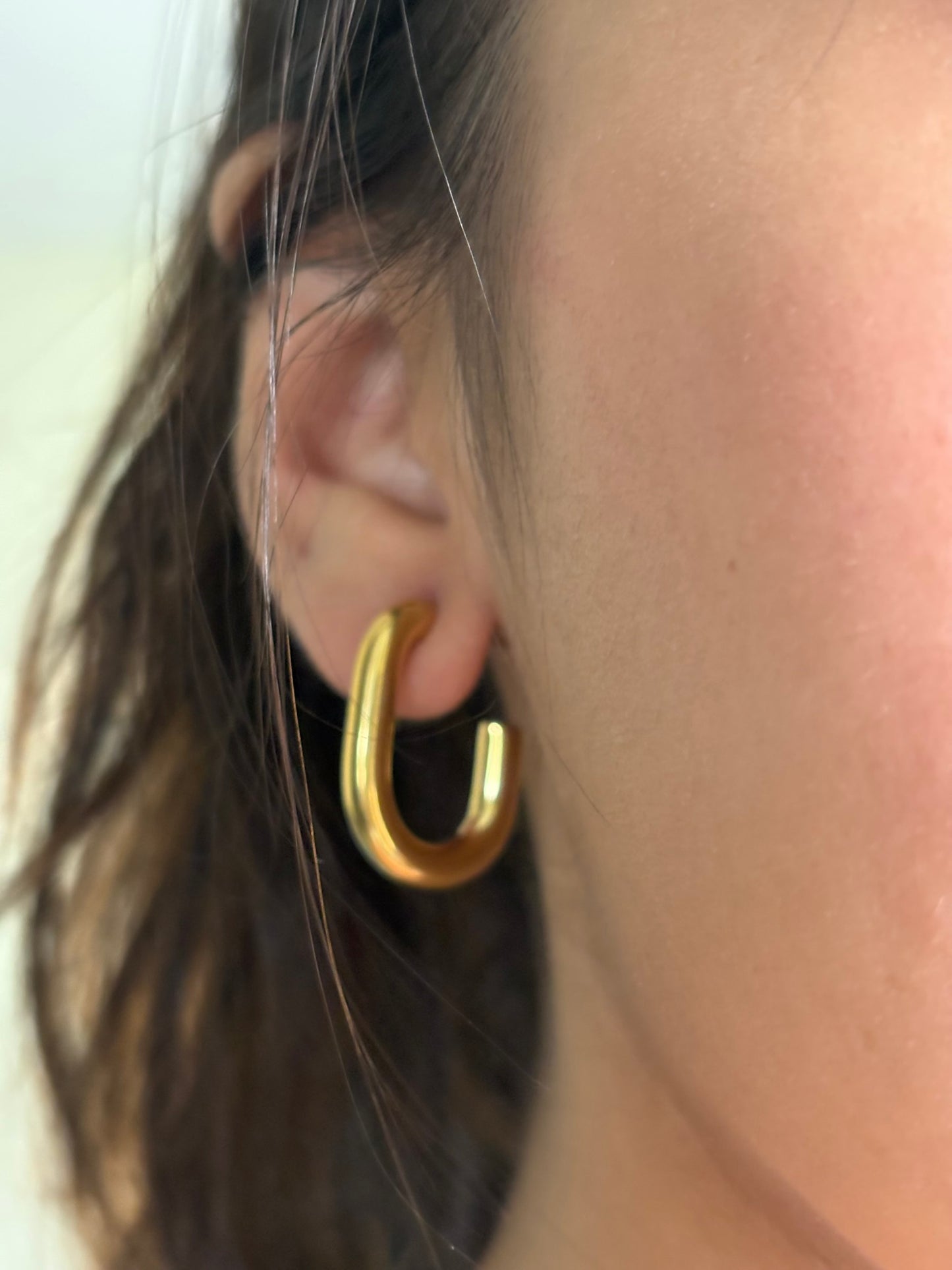 18k Gold Plated Modern Rectangle Hoop Earrings - Aria