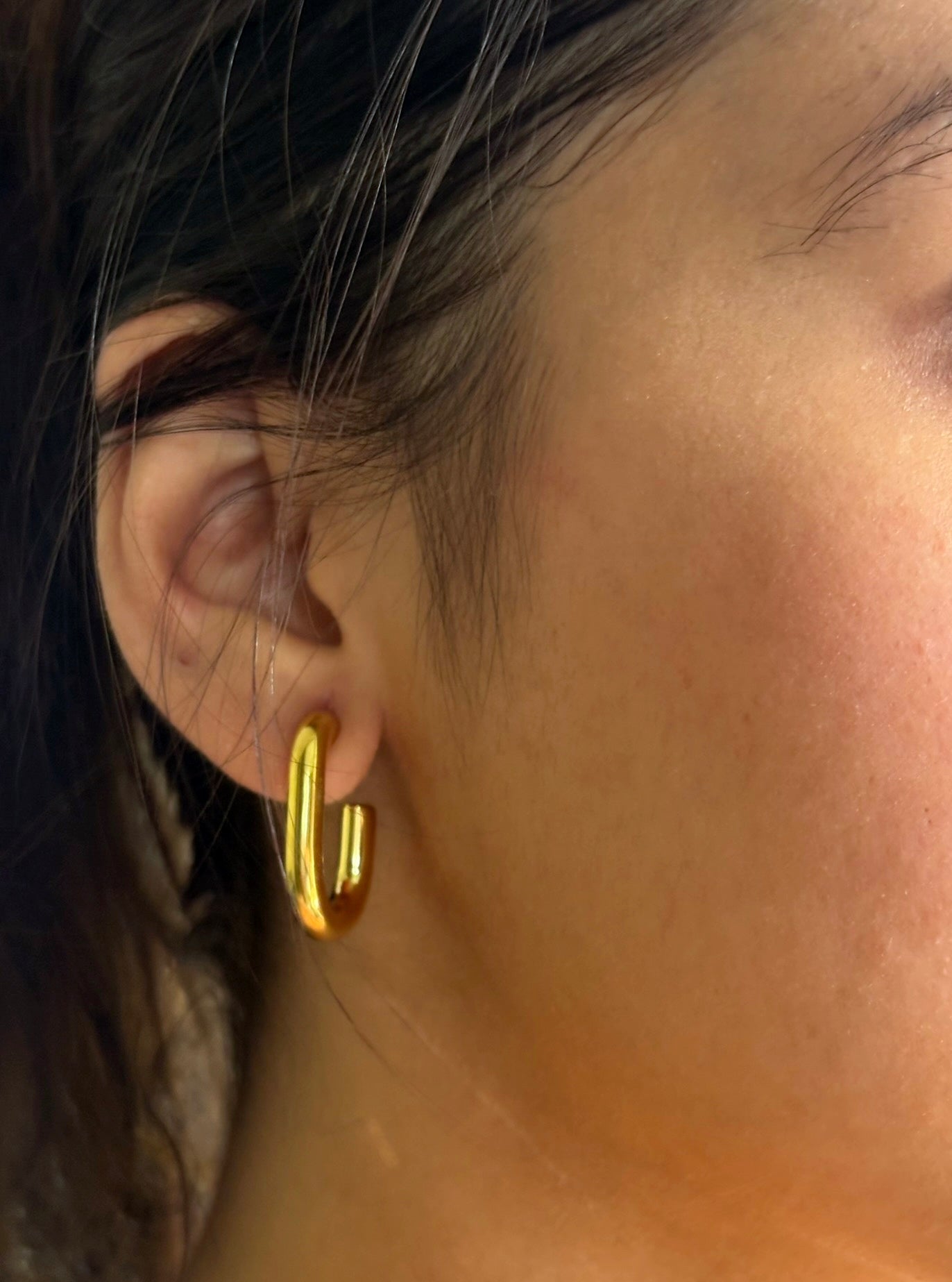18k Gold Plated Modern Rectangle Hoop Earrings - Aria