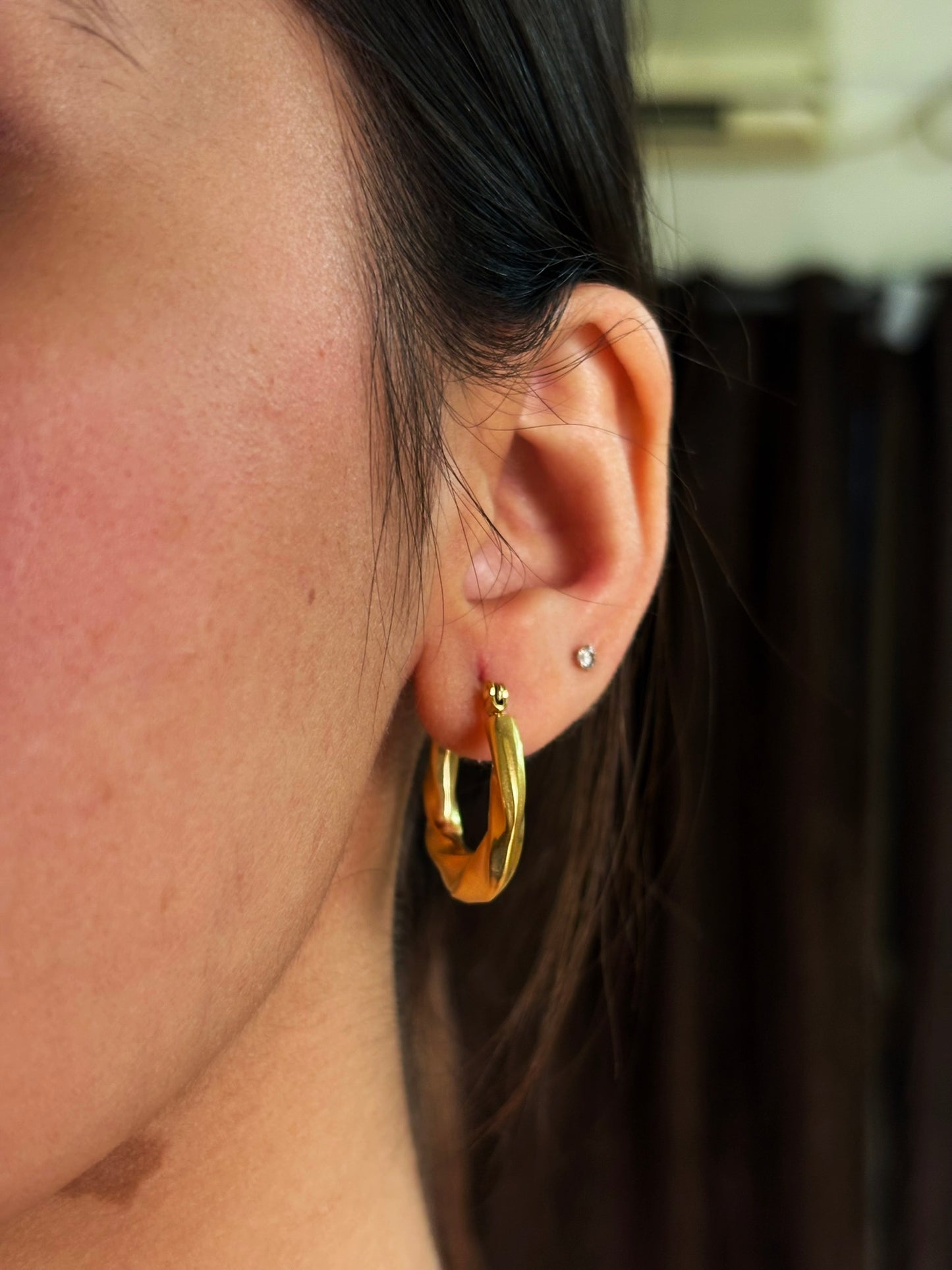 18k Gold Plated Twisted Hoop Earrings - Thalia