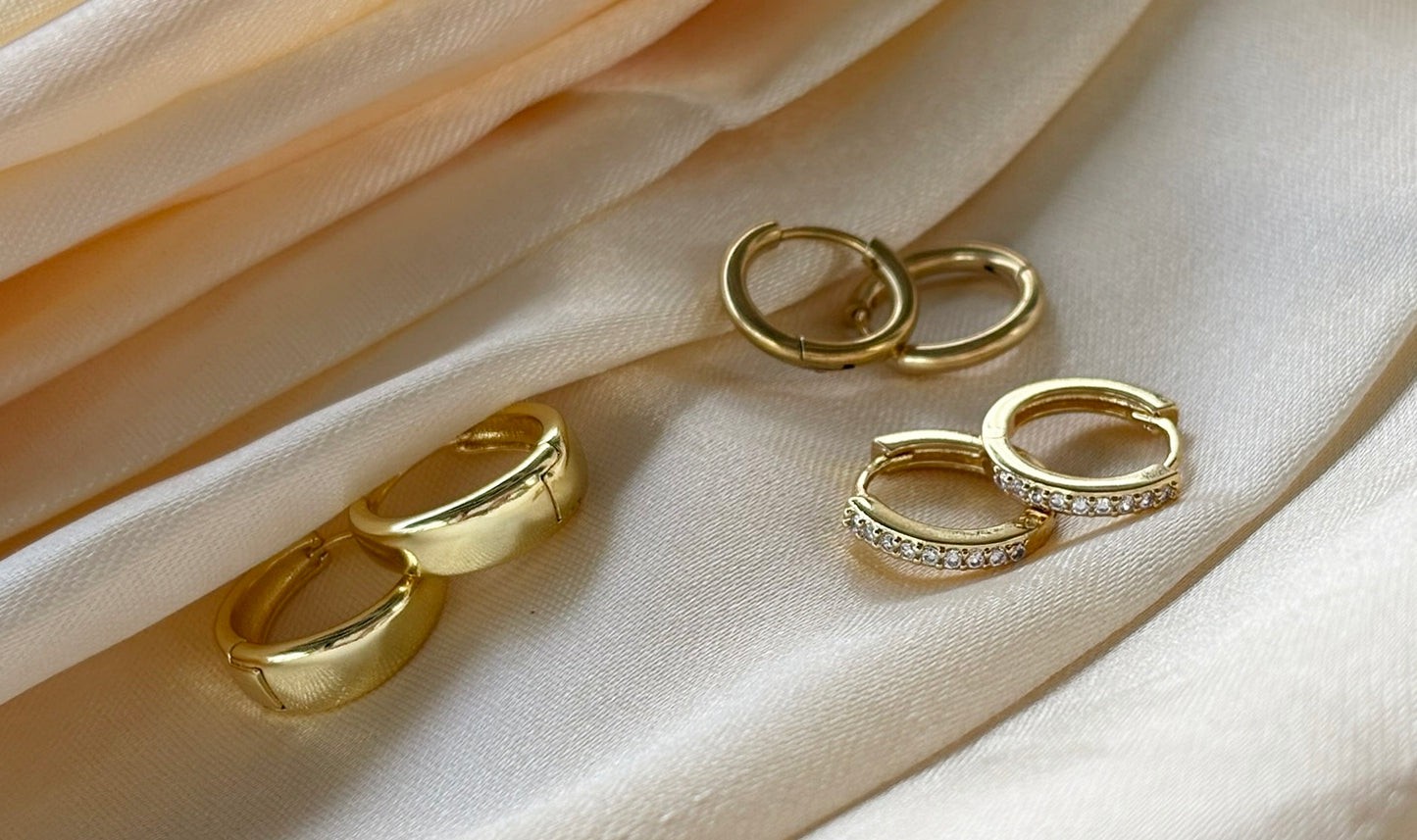 Trinity - 14k Gold Plated Triple Hoop Earring Set