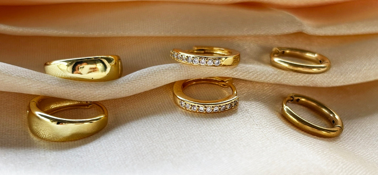 Trinity - 14k Gold Plated Triple Hoop Earring Set