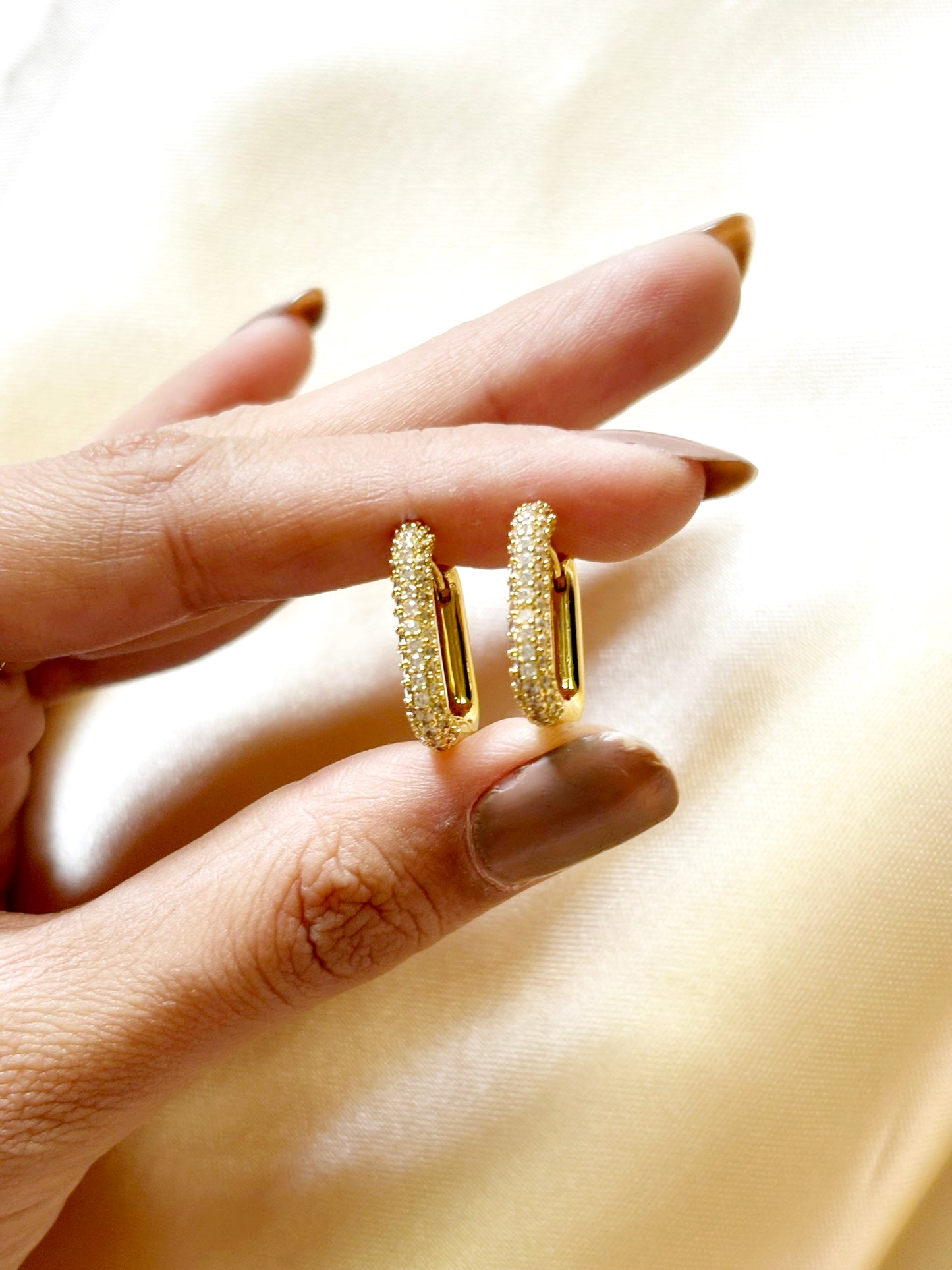 18k Gold Plated Rectangular Hoop Earrings - Elise