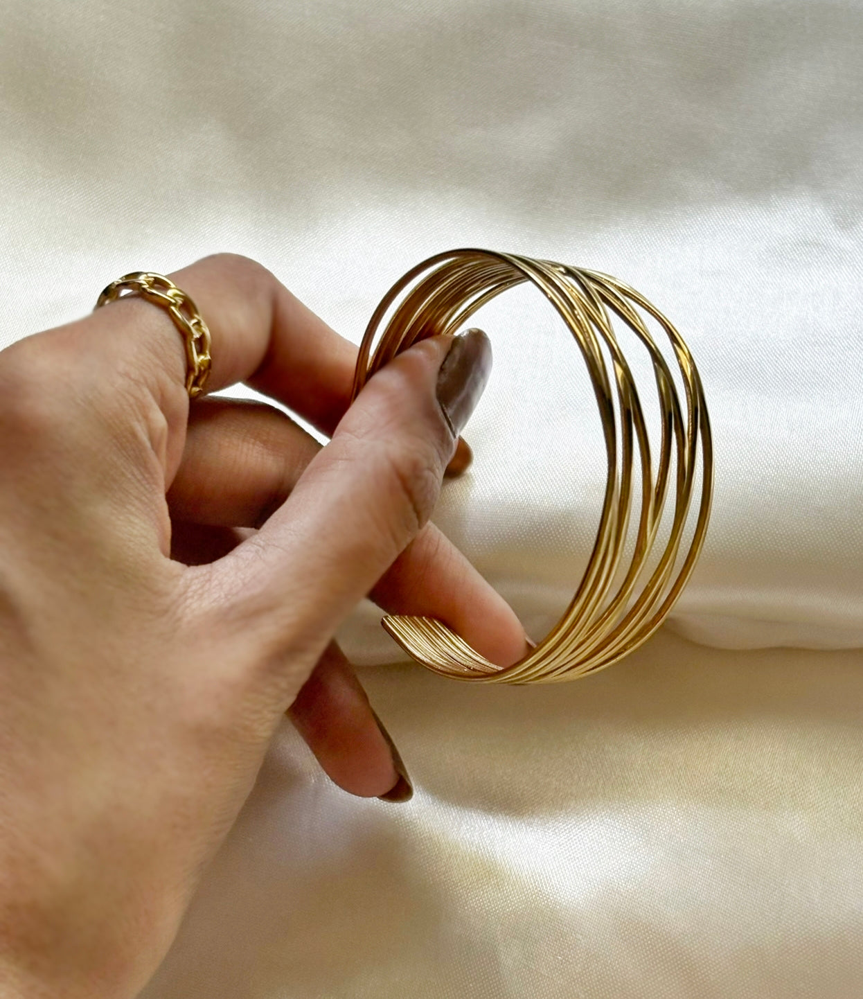 18k Gold Plated Openwork Cuff Bracelet - Zephyra