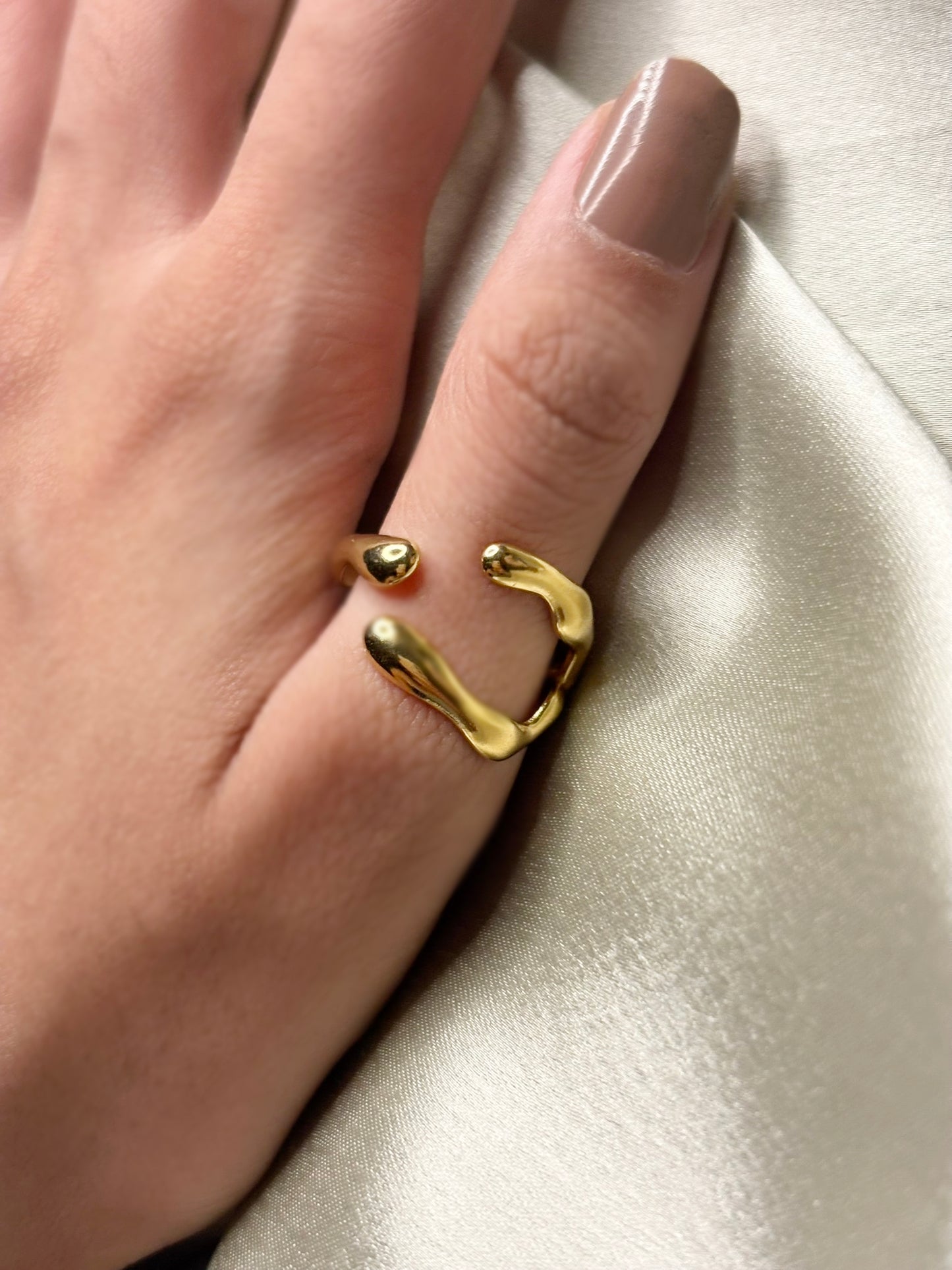 18k Gold Plated Abstract Open Ring - Mira