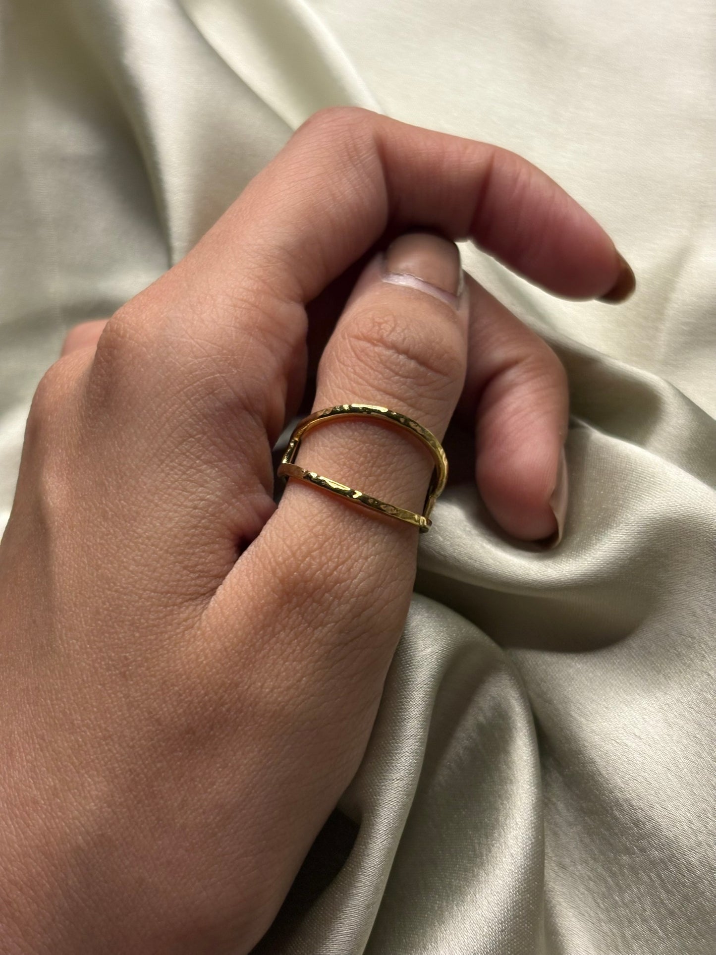 18k Gold Plated Golden Duo Open Ring - Solara