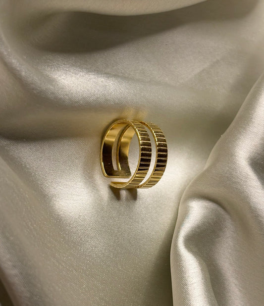 Two bands Lilyah Jewelry Gold Plated Ring . Stunning, minimalistic, elegant and statement ring. Gift idea for her.