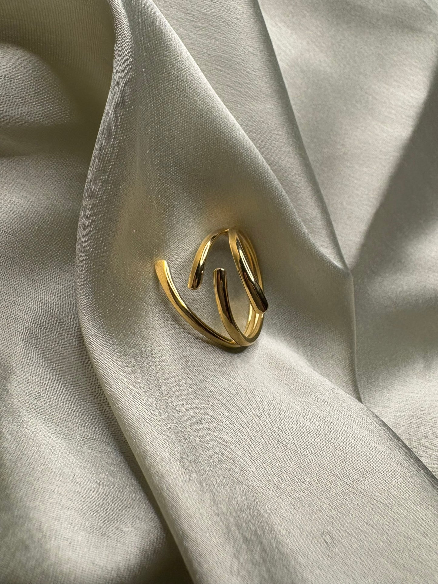 18k Gold Plated Golden Helix Open Ring - Lyra