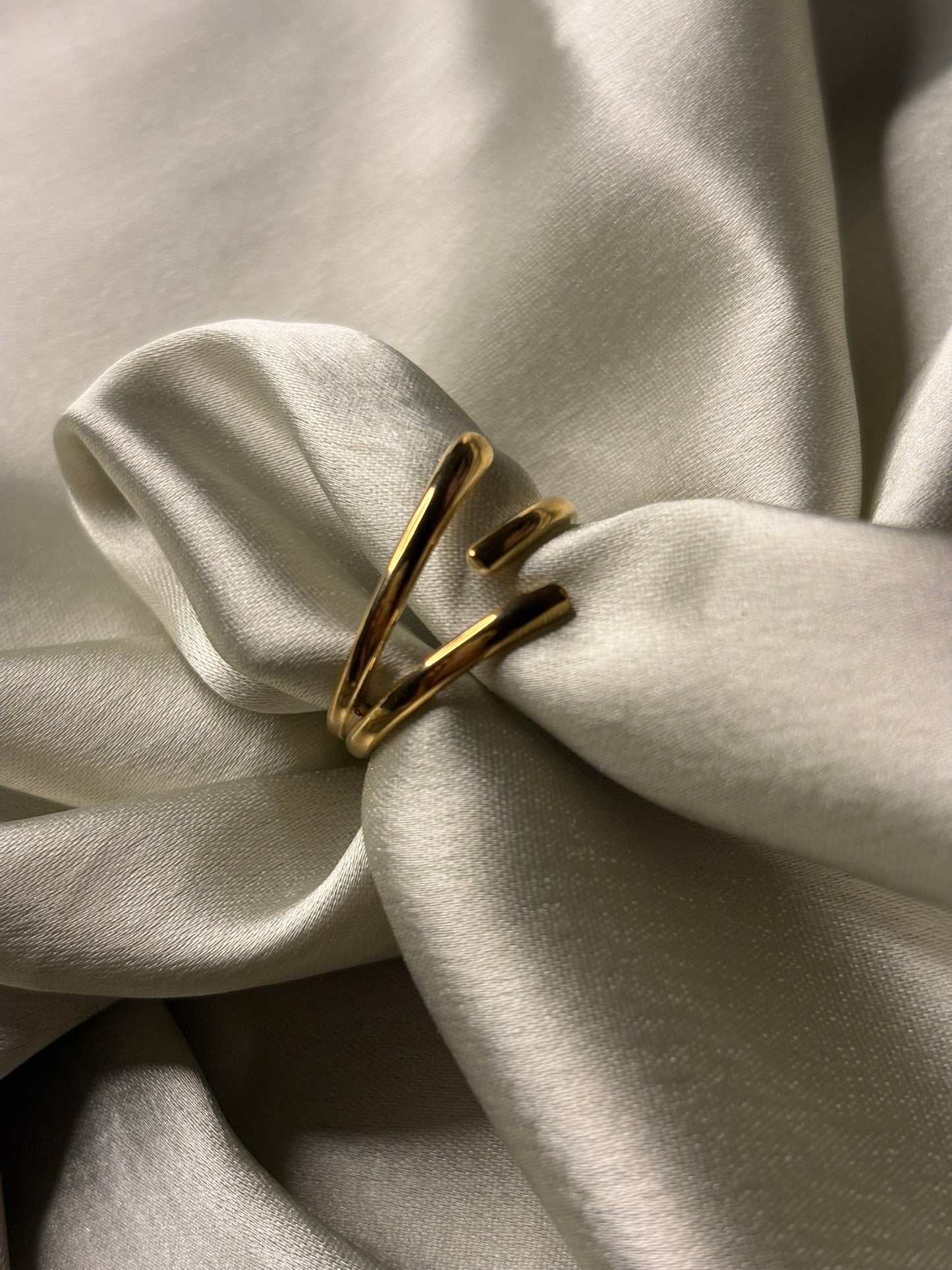 18k Gold Plated Golden Helix Open Ring - Lyra