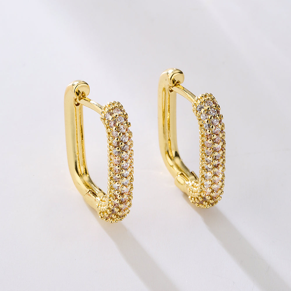 18k Gold Plated Rectangular Hoop Earrings - Elise