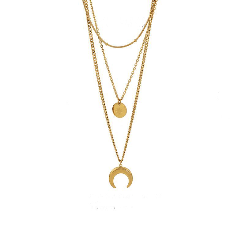 18k Gold Plated Triple Layered Luna Necklace - Luna