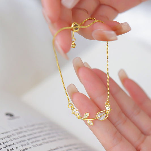 Lilyah Jewelry Gold Plated Delicate Bracelet . Stunning, minimalistic and elegant. Gift for her. Best seller tulip bracelet
