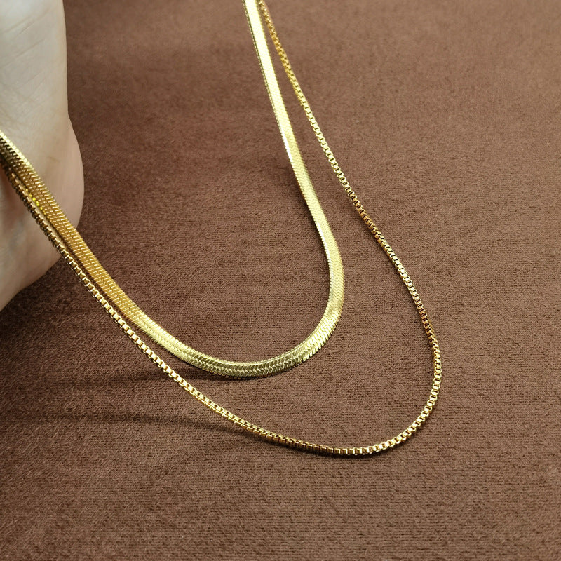18k Gold Plated Double Snake Chain Necklace - Sienna
