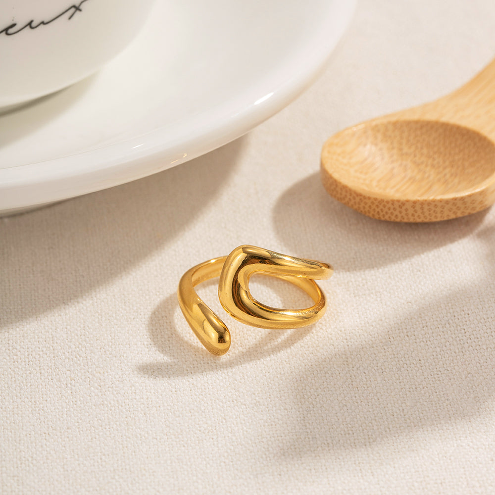 18k Gold Plated Golden Loop Open Ring - Circe