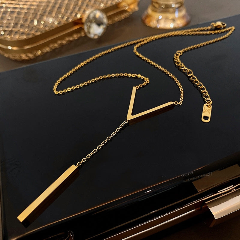 18k Gold Plated Minimalist Gold V / Y Necklace - Vera