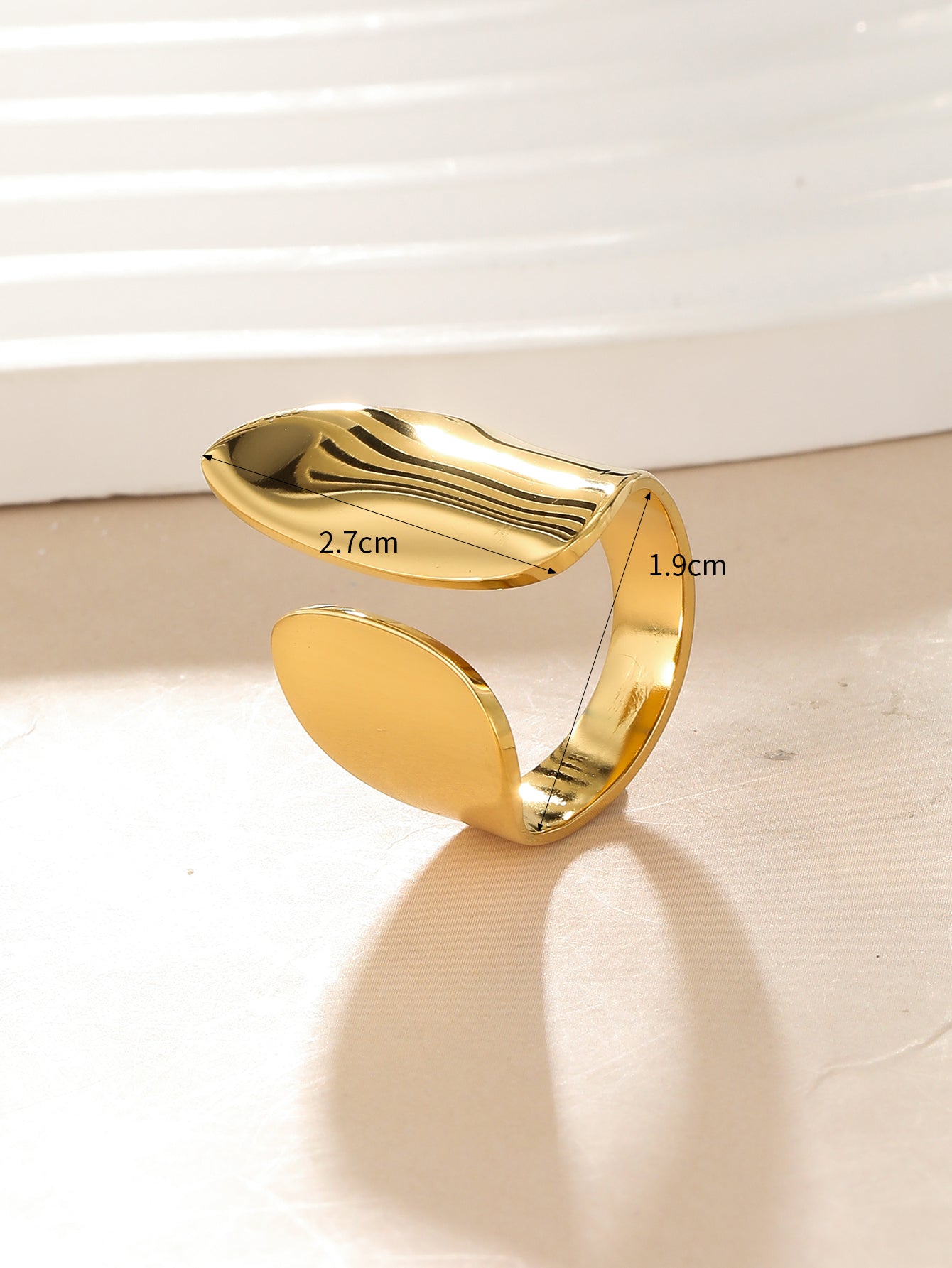 14k Gold Plated Asymmetrical Open Ring - Sable