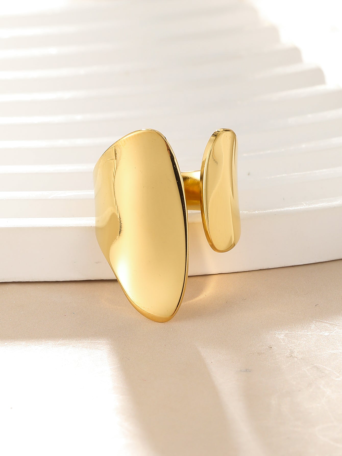 14k Gold Plated Asymmetrical Open Ring - Sable