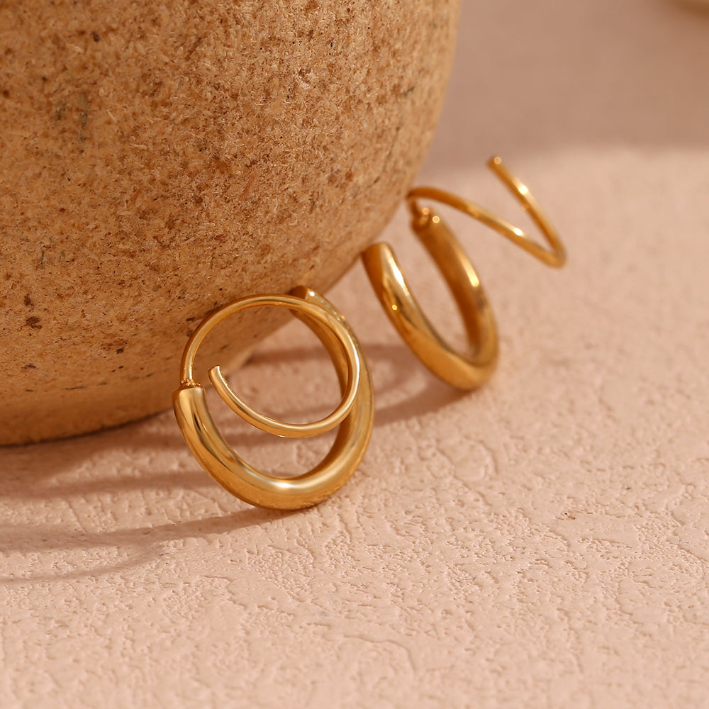 18k Gold Plated Spiral Hoop Earrings - Athena