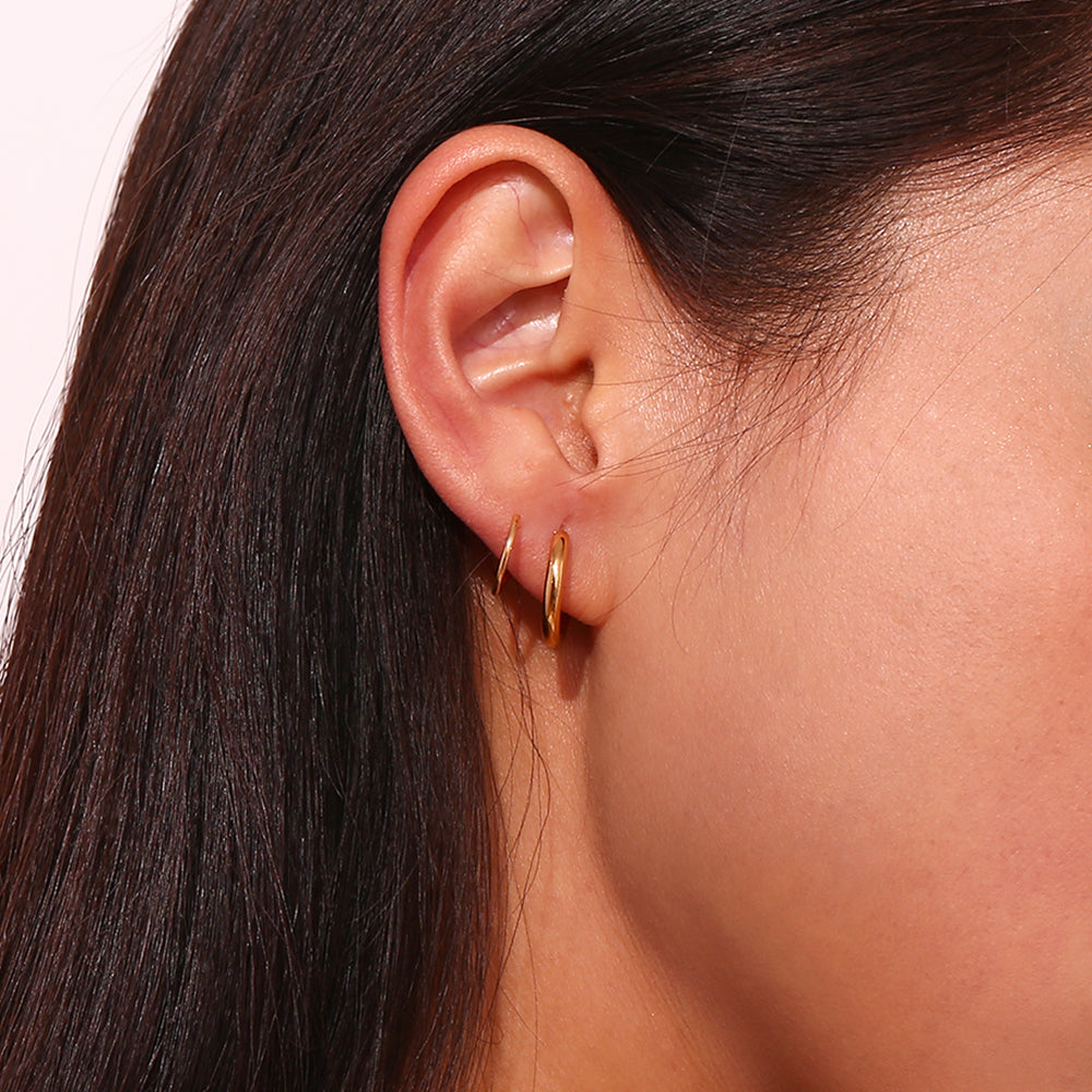 18k Gold Plated Spiral Hoop Earrings - Athena
