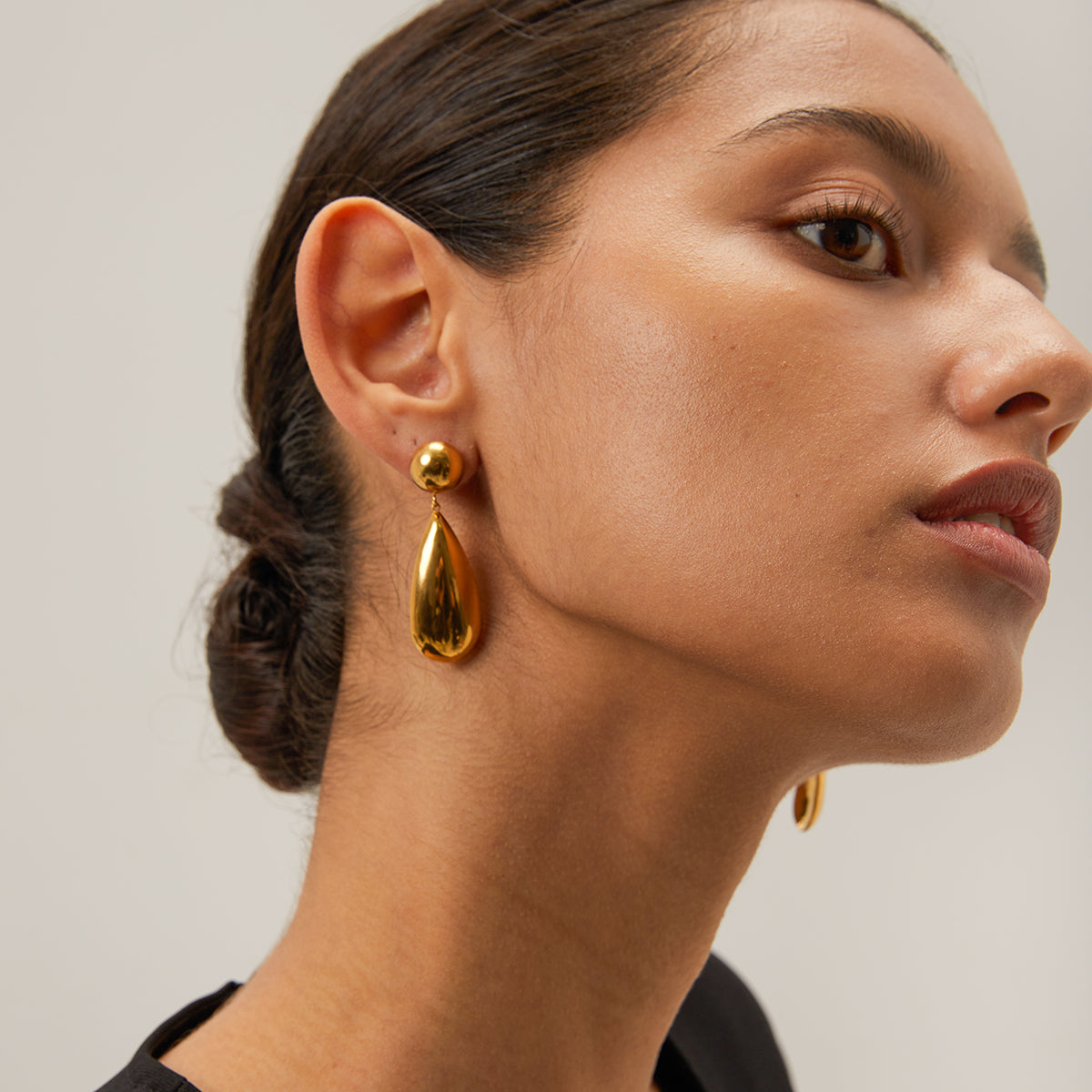 18k Gold Plated Sphere & Teardrop Drop Earrings - Selene