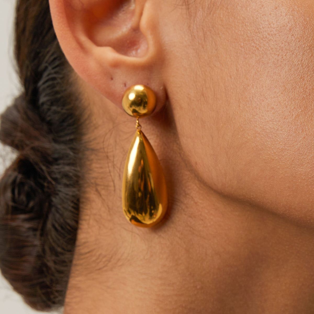 18k Gold Plated Sphere & Teardrop Drop Earrings - Selene