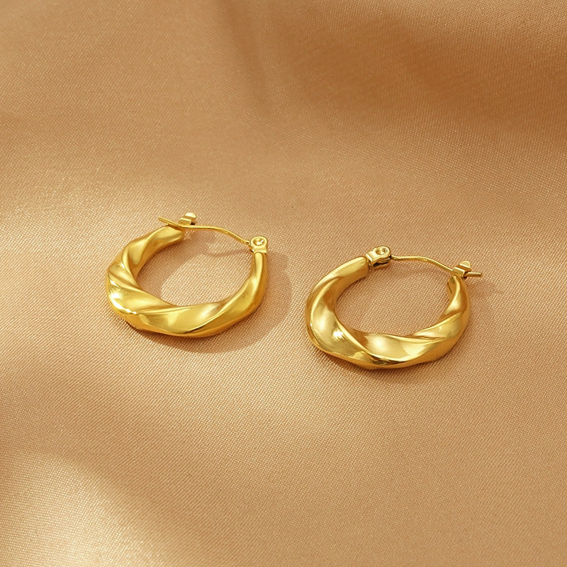 18k Gold Plated Twisted Hoop Earrings - Thalia