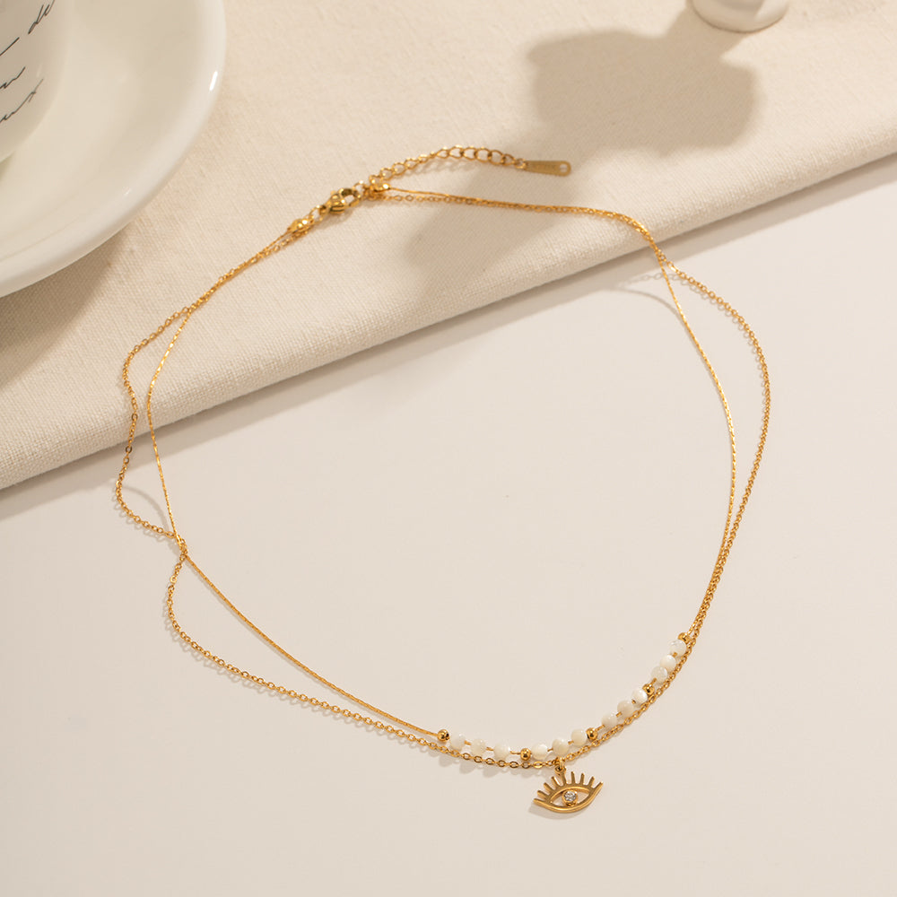 18k Gold Plated Evil Eye Double Layer Necklace - Nazar Na Lage