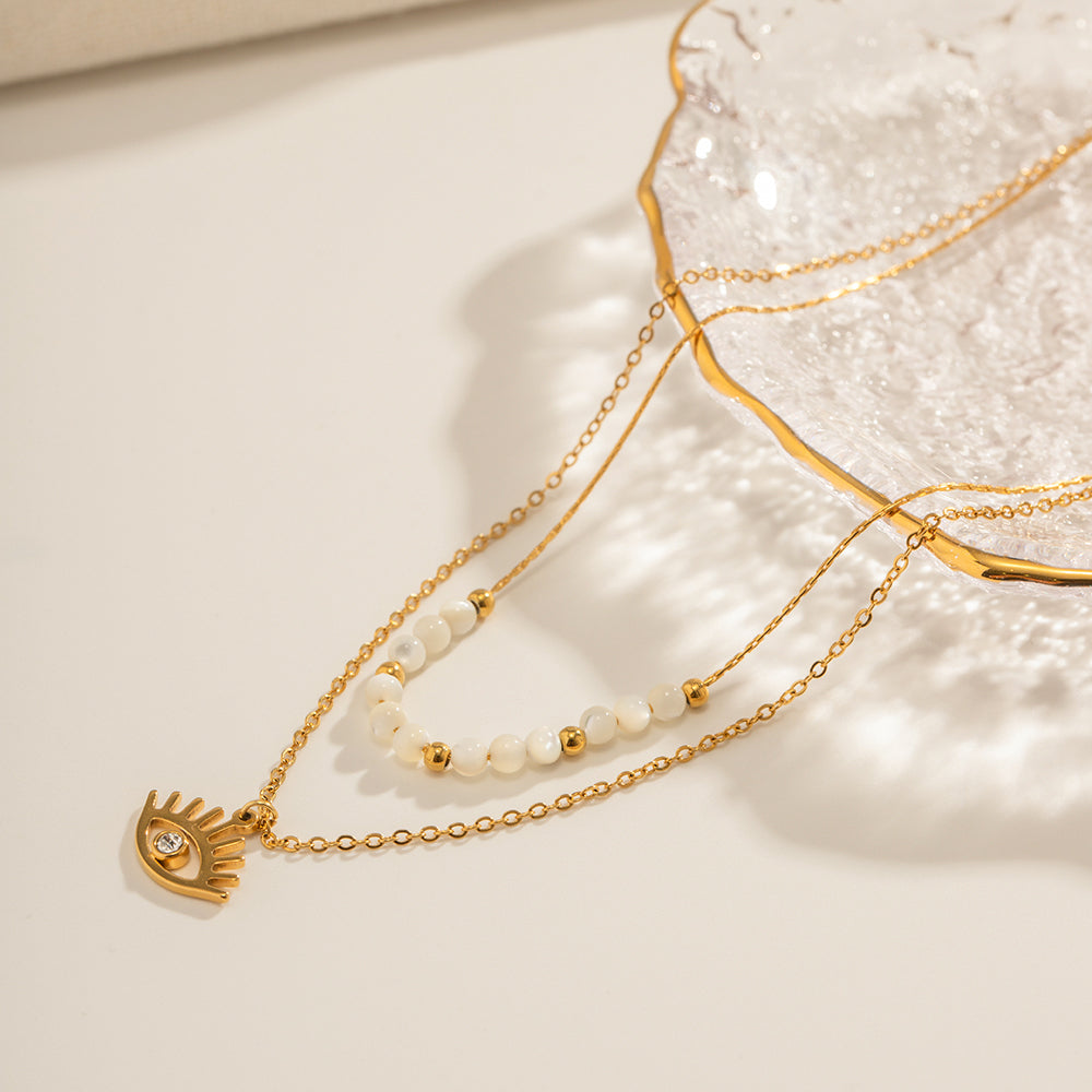 18k Gold Plated Evil Eye Double Layer Necklace - Nazar Na Lage