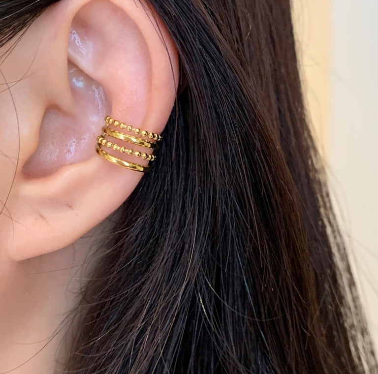 18k Gold Plated 4 Layered Band Ear Cuff - Vega