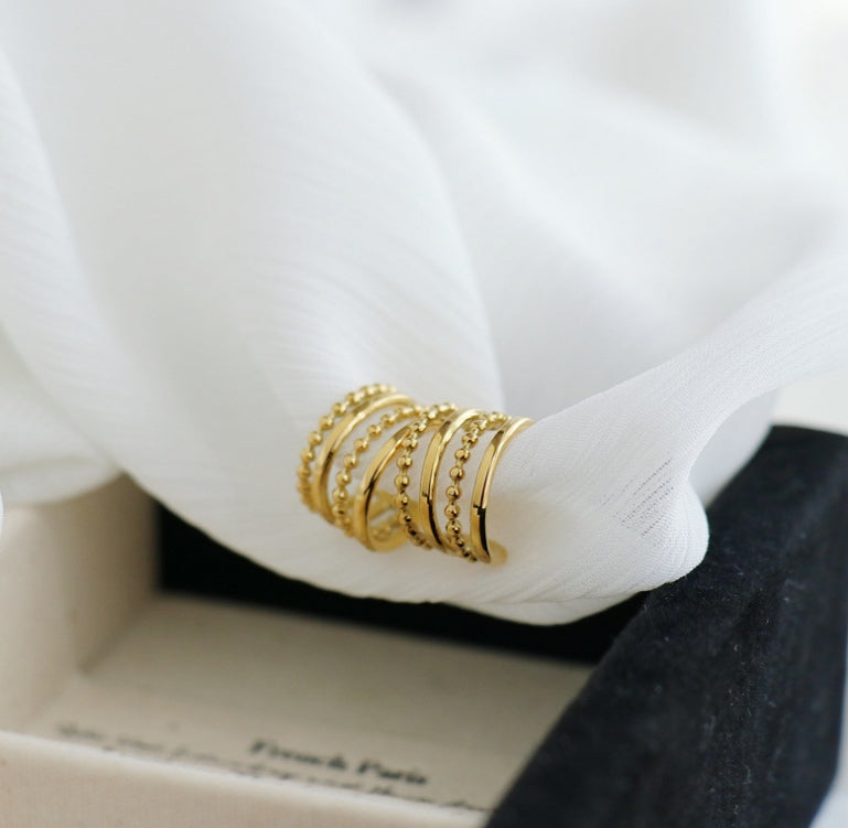 18k Gold Plated 4 Layered Band Ear Cuff - Vega